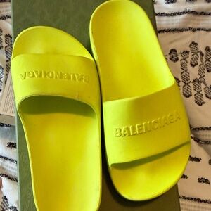 Balenciaga Neon Yellow Slide Sandals